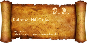 Dubecz Márta névjegykártya